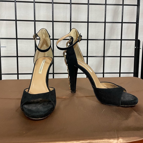 🚚 MOVING SALE Diane Von Furstenberg Sofia Black Suede Chain Heels by DVF - Picture 9 of 15